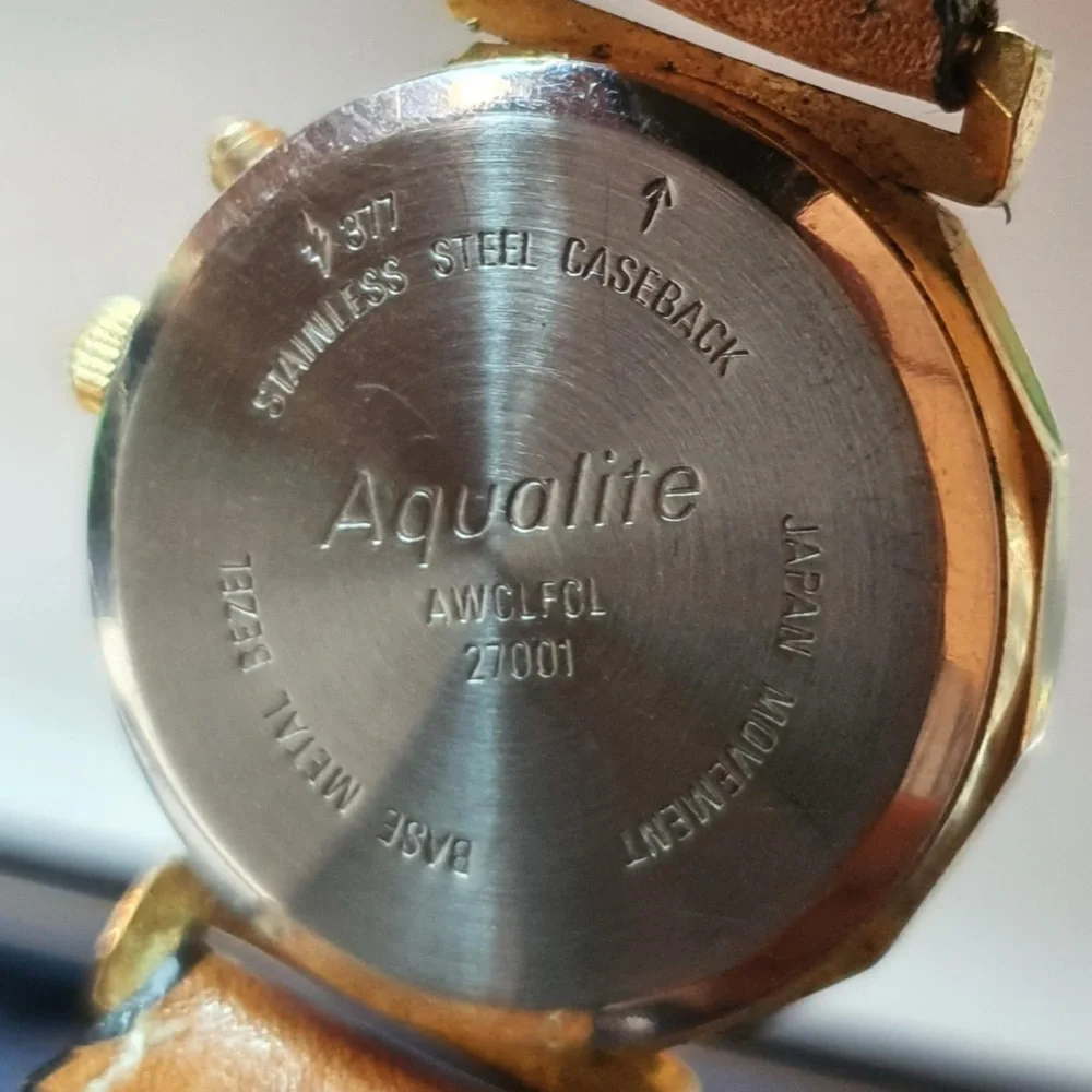 🦋10/$20🦋 Aqualite Indiglo Goldtone/White Leather Women's Watch w/Prizm Glass